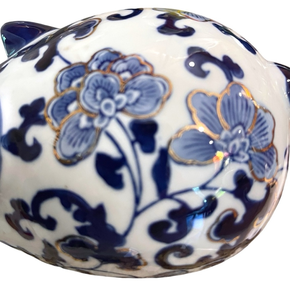 Vintage Blue & White Chinoiserie Piggy Figurine 3.5 Inches Tall - Picture 10 of 11